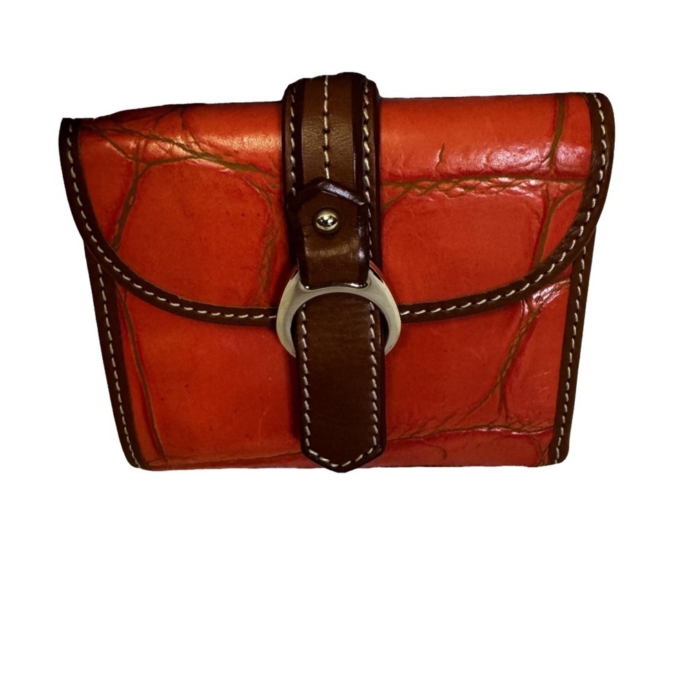 Dooney & Bourke Alto Collection Orange Leather Wallet Croc Embossed Vintage NWOT - Picture 5 of 13